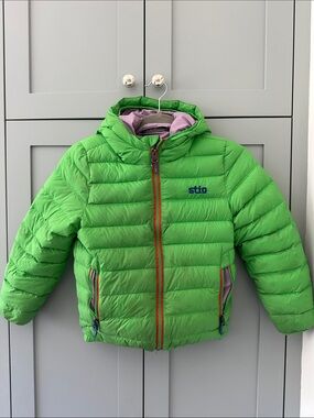 Stio Lime Green Hooded Kids Puffer